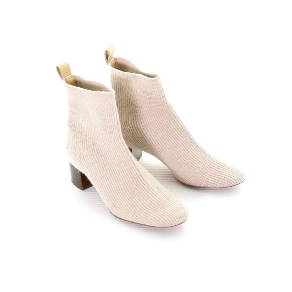 Everlane The Glove Wool Rib Knit Oatmeal Ankle Boot Women 6M Classic Boho Preppy